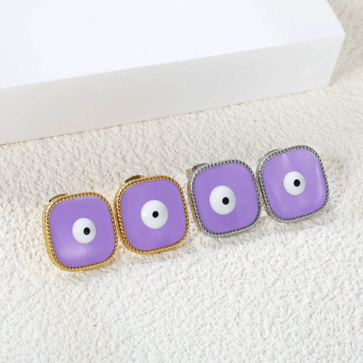 Lace Square with Multi-color Eyelets Multi-color Bottom Oil Drop Earrings 16.5*16.5mm asonjewelry