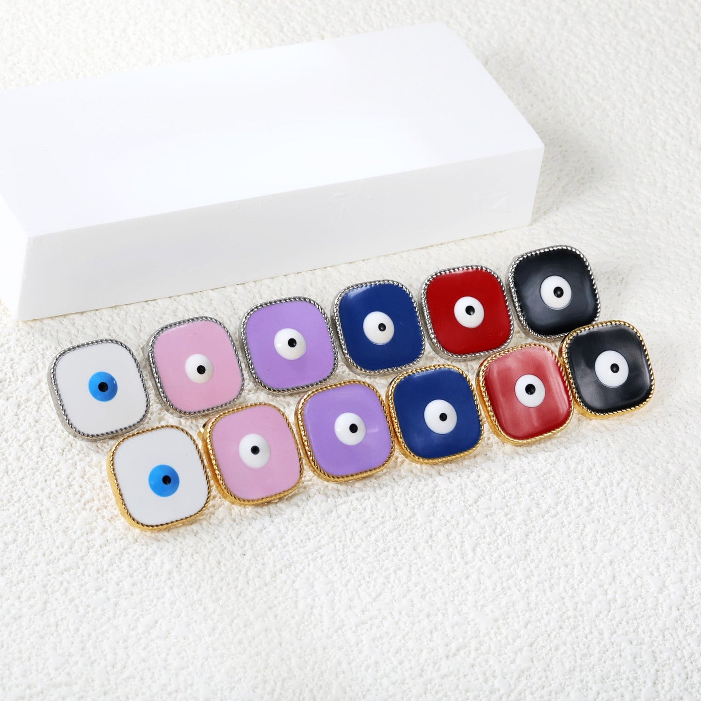 Lace Square with Multi-color Eyelets Multi-color Bottom Oil Drop Earrings 16.5*16.5mm asonjewelry
