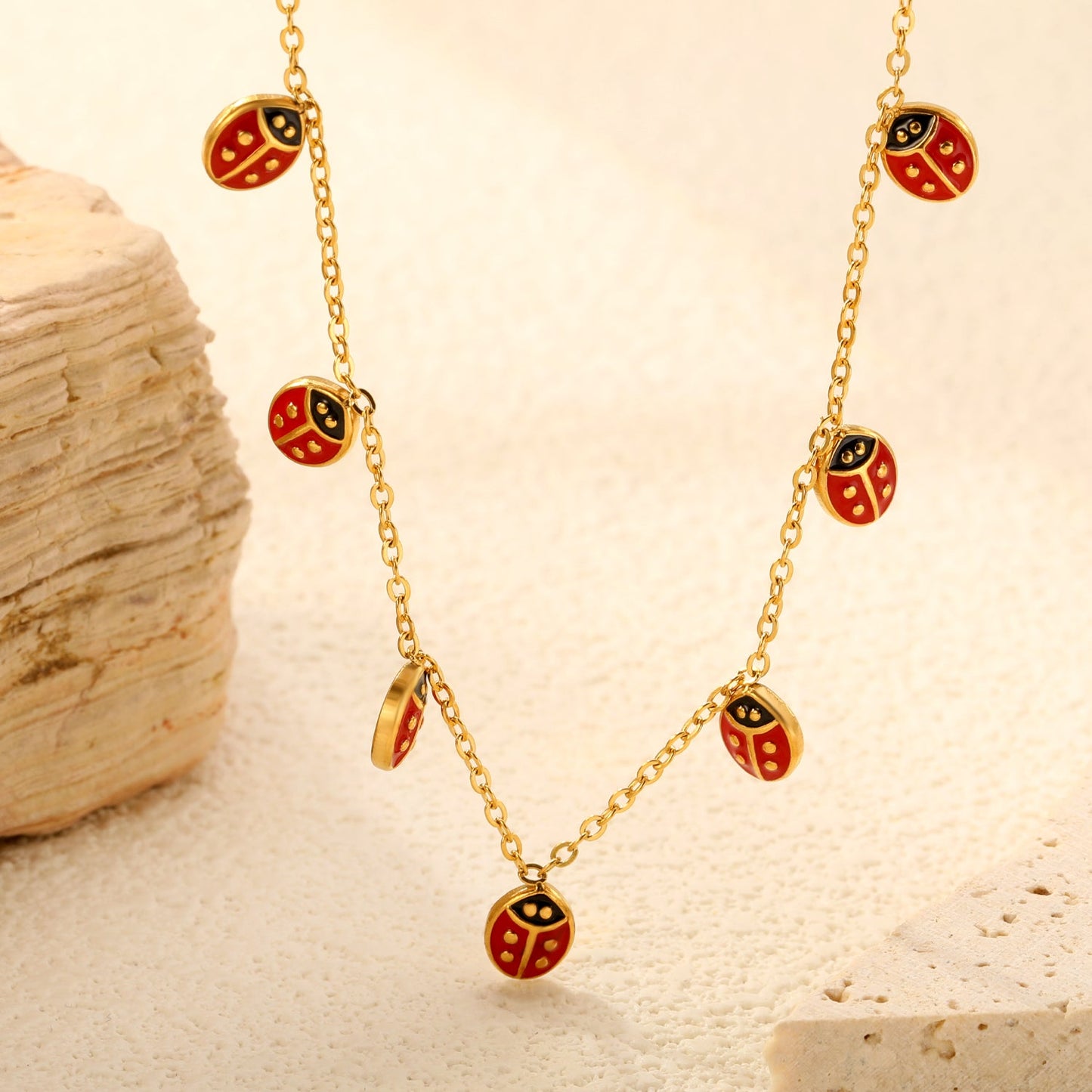 6*7.2mm Beetle Drip Oil Accessories 0.35 Cross Chain*40+5+6mm Round Plaque Necklace Golden asonjewelry