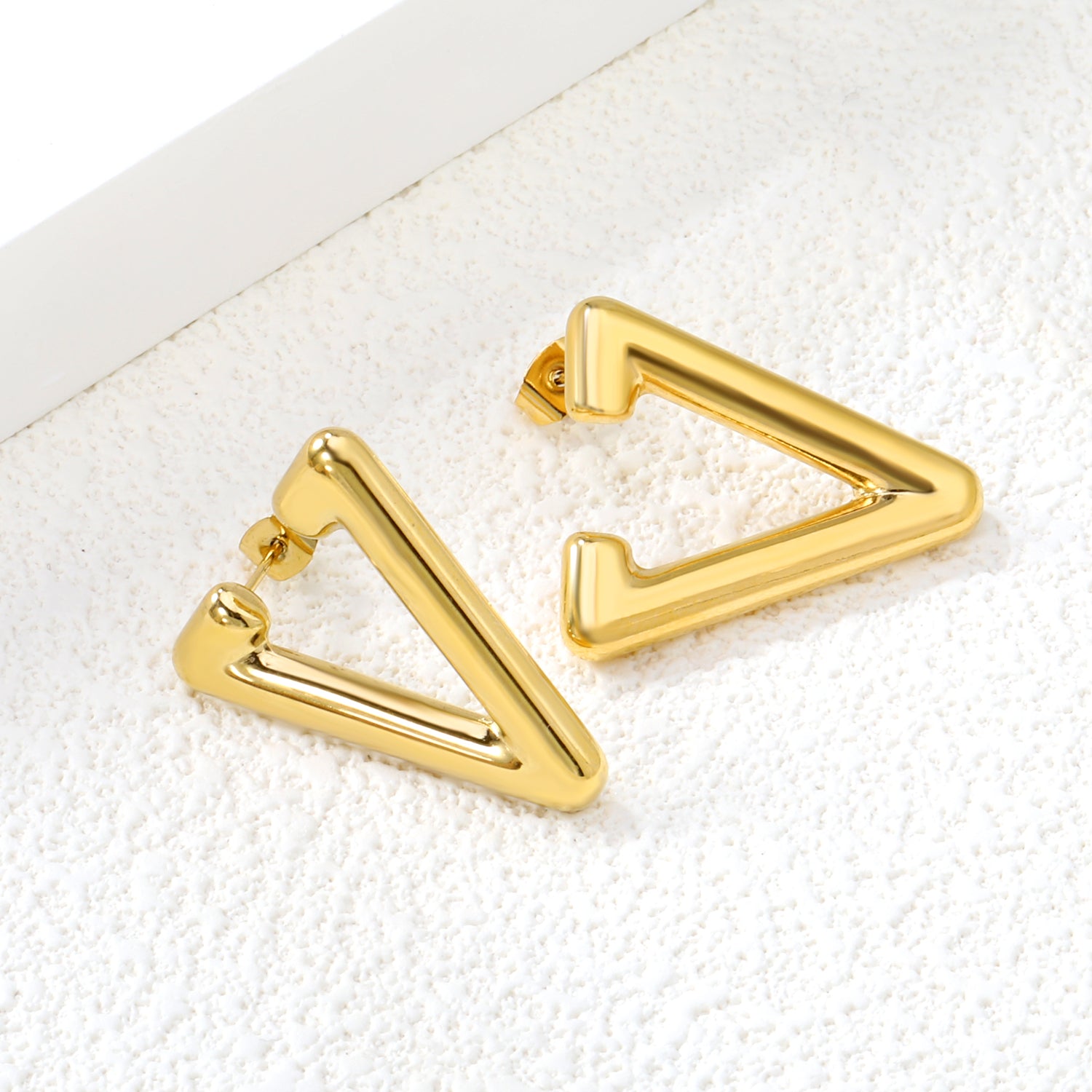 Hollow V-shaped earrings 25*28.5mm gold color asonjewelry