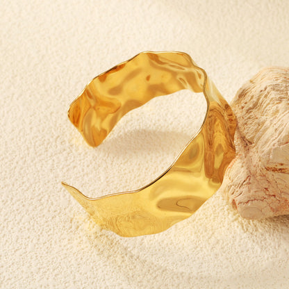 20mm Wide Open Soft Bangle Gold asonjewelry