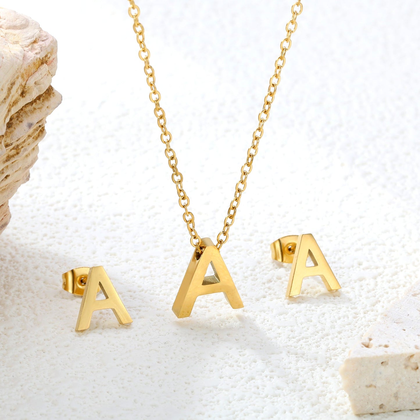 Steel/Gold Cut Letters Set without Diamonds A-Z asonjewelry