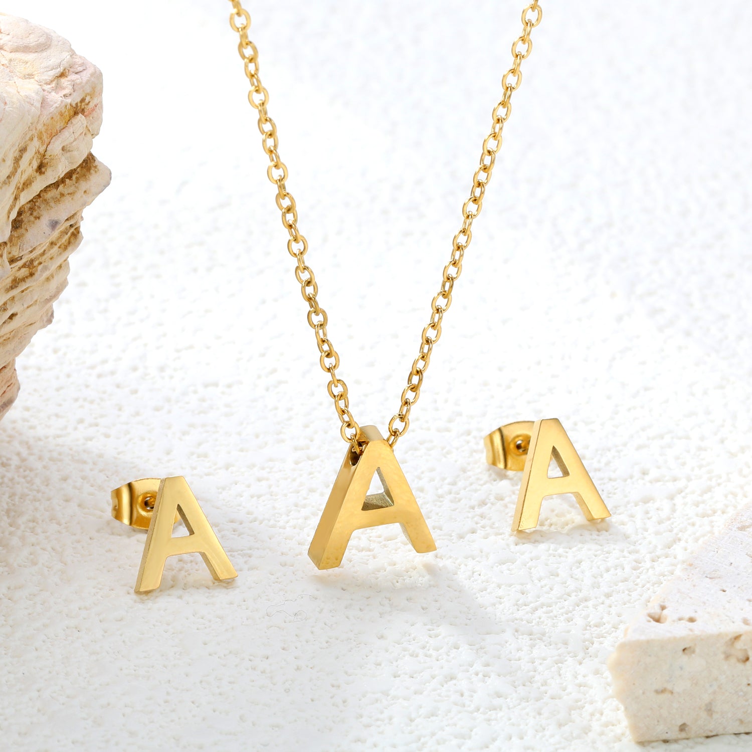 Steel/Gold Cut Letters Set without Diamonds A-Z asonjewelry