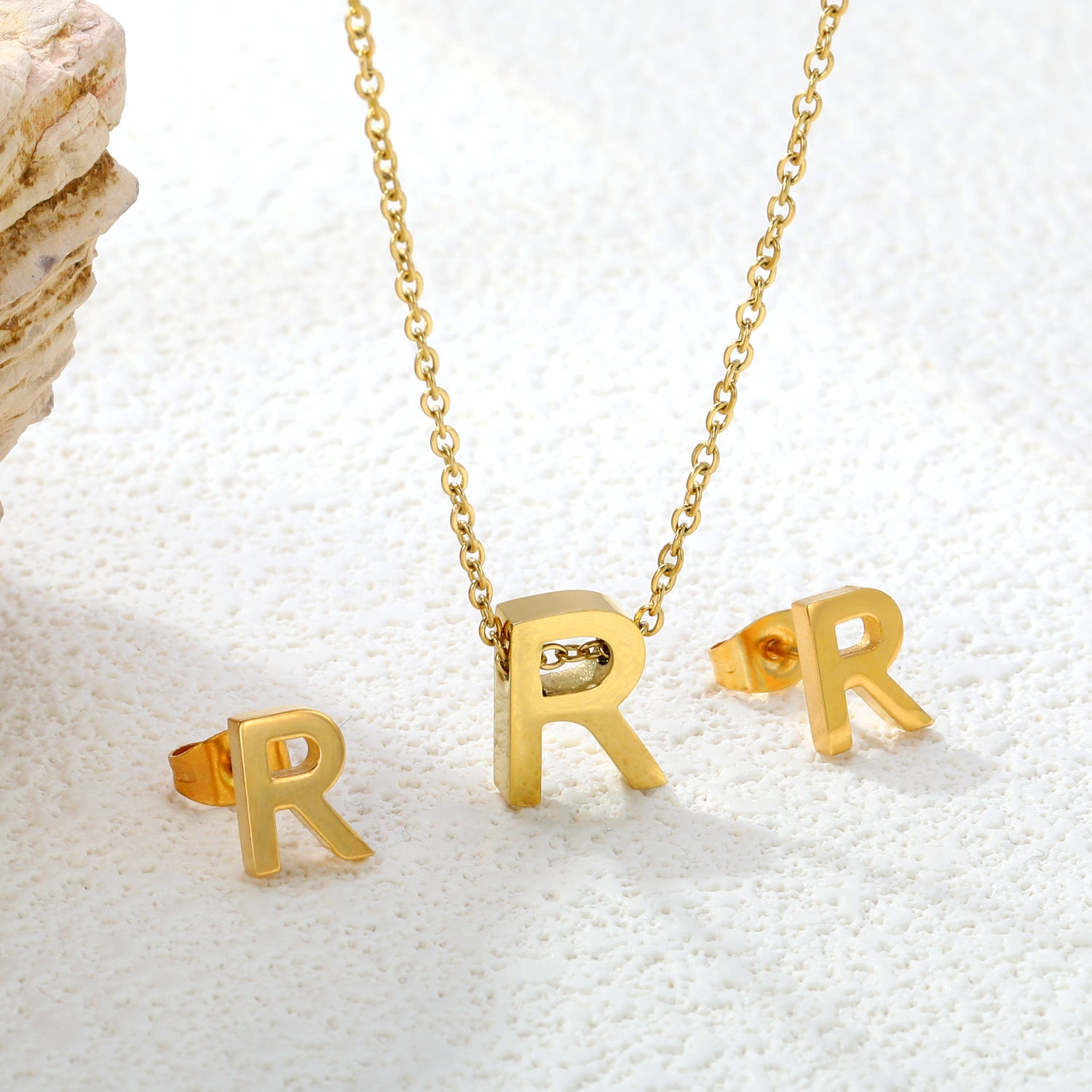 Steel/Gold Cut Letters Set without Diamonds A-Z asonjewelry