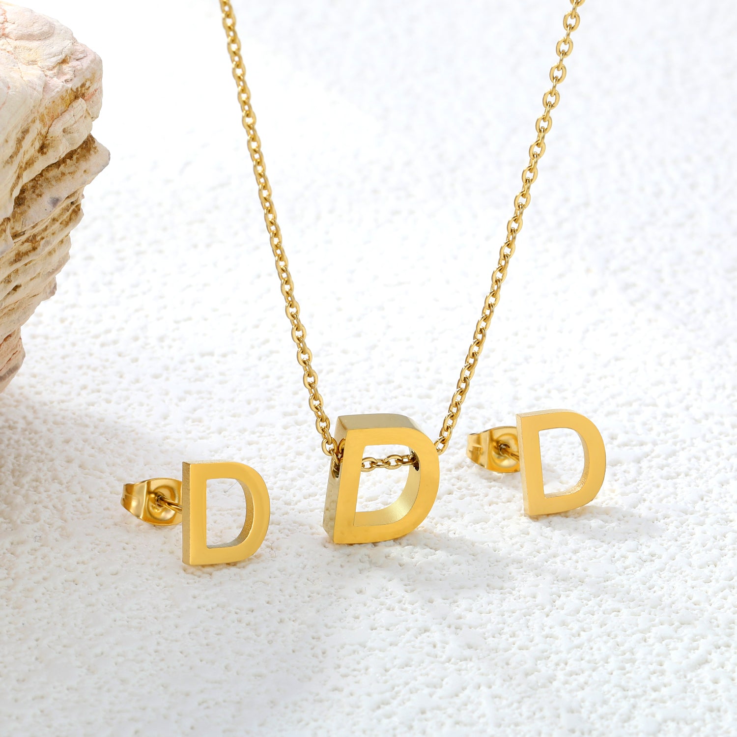 Steel/Gold Cut Letters Set without Diamonds A-Z asonjewelry