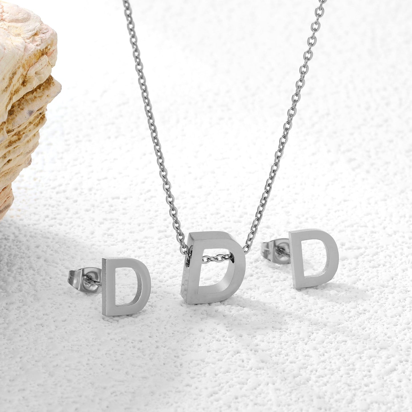 Steel/Gold Cut Letters Set without Diamonds A-Z asonjewelry