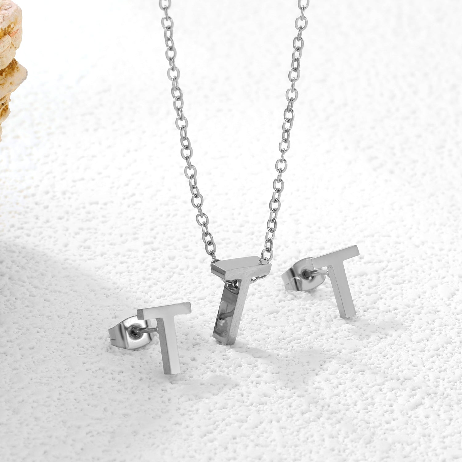 Steel/Gold Cut Letters Set without Diamonds A-Z asonjewelry