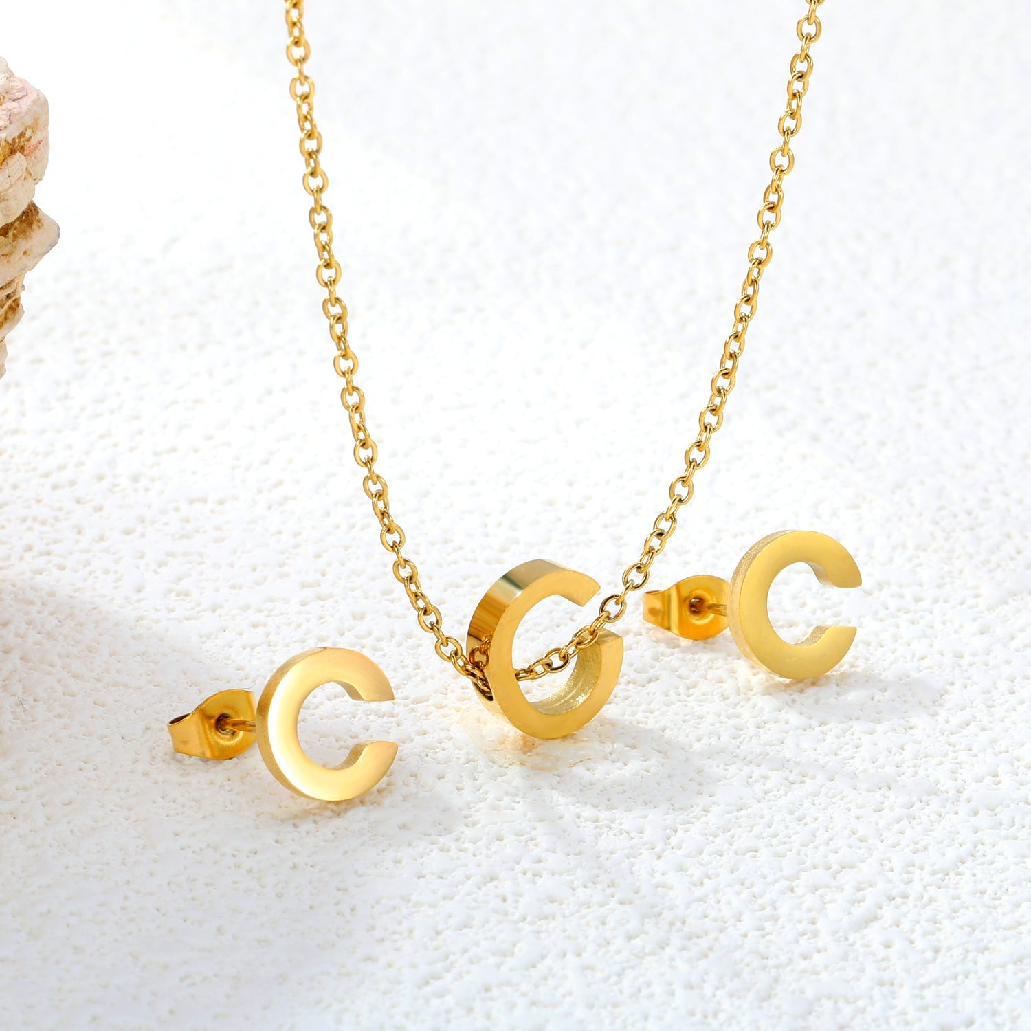 Steel/Gold Cut Letters Set without Diamonds A-Z asonjewelry