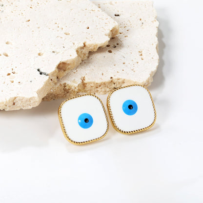 Lace Square with Multi-color Eyelets Multi-color Bottom Oil Drop Earrings 16.5*16.5mm asonjewelry