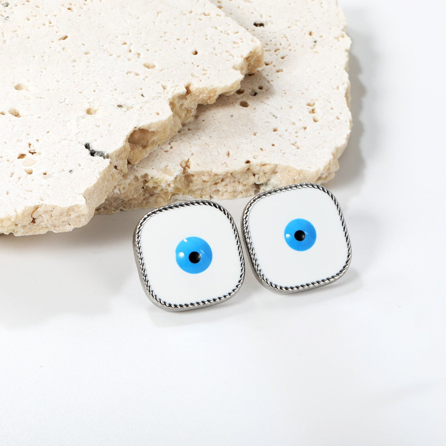 Lace Square with Multi-color Eyelets Multi-color Bottom Oil Drop Earrings 16.5*16.5mm asonjewelry