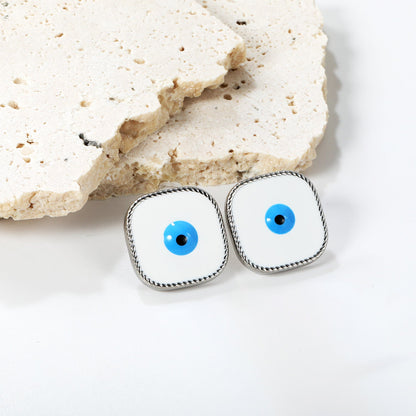 Lace Square with Multi-color Eyelets Multi-color Bottom Oil Drop Earrings 16.5*16.5mm asonjewelry