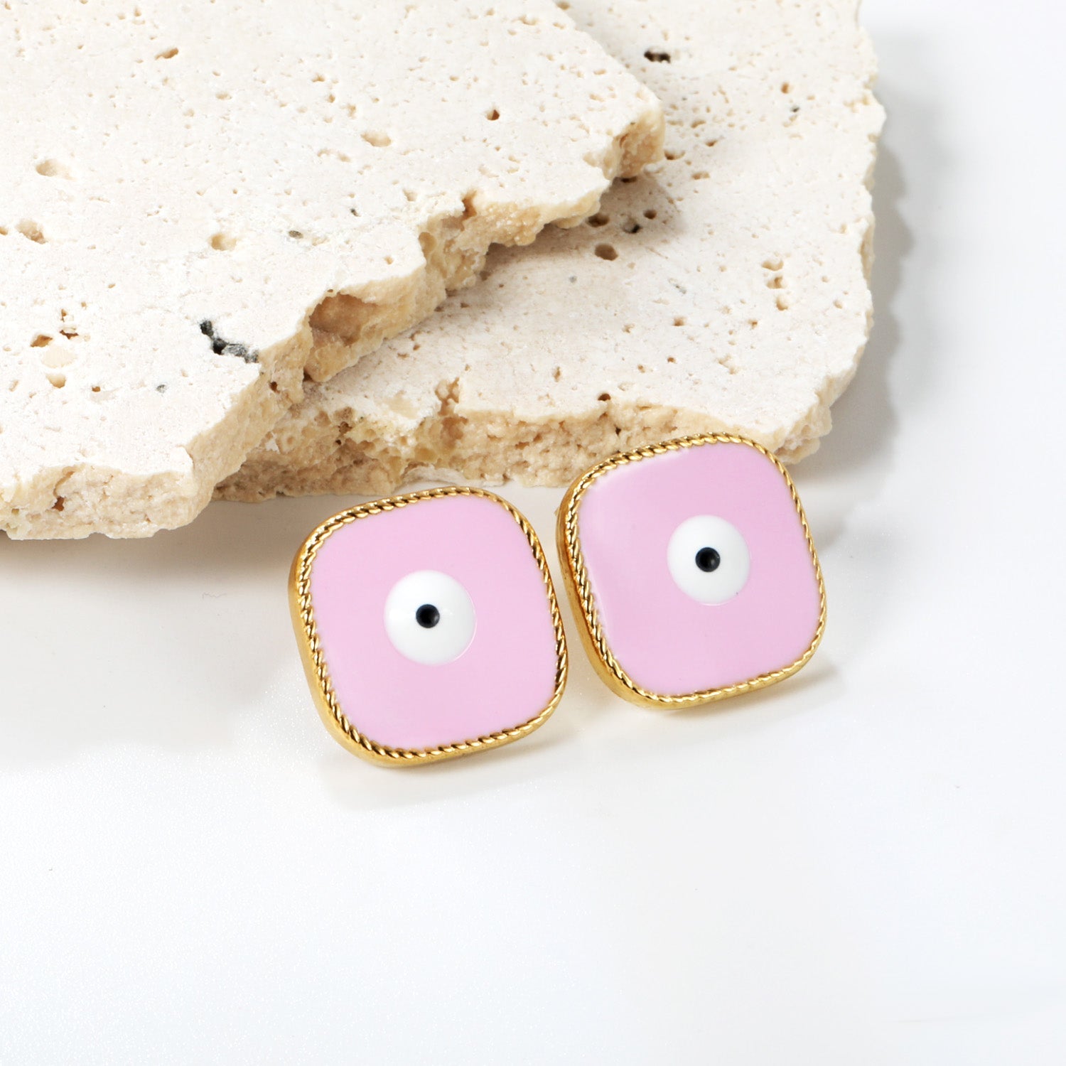 Lace Square with Multi-color Eyelets Multi-color Bottom Oil Drop Earrings 16.5*16.5mm asonjewelry