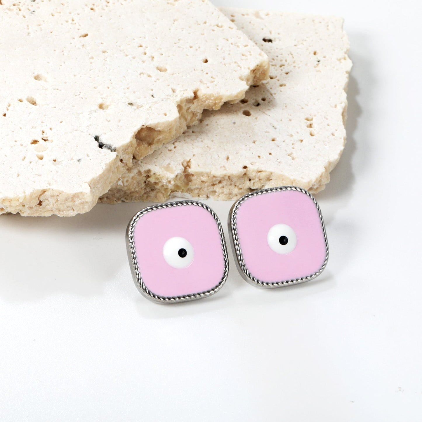 Lace Square with Multi-color Eyelets Multi-color Bottom Oil Drop Earrings 16.5*16.5mm asonjewelry