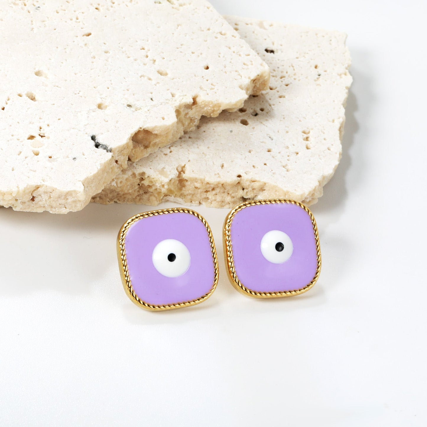 Lace Square with Multi-color Eyelets Multi-color Bottom Oil Drop Earrings 16.5*16.5mm asonjewelry