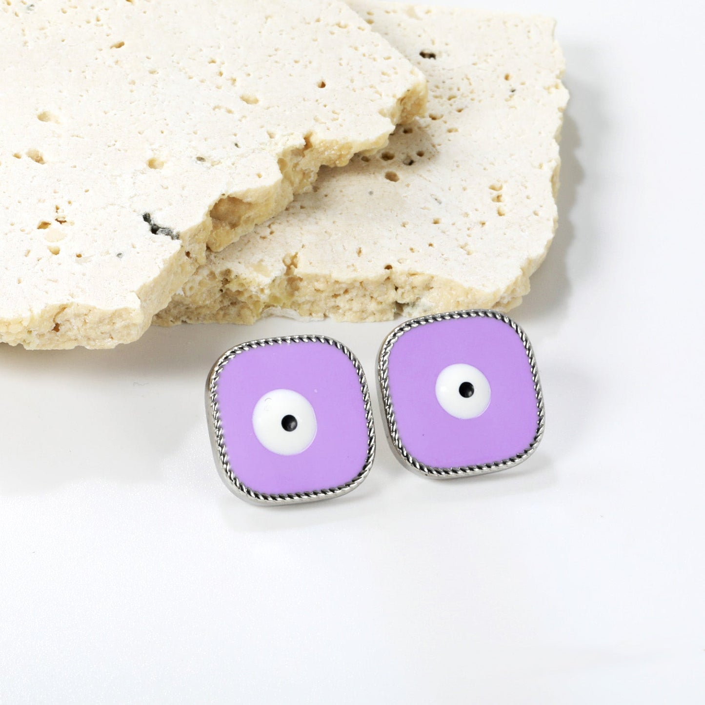 Lace Square with Multi-color Eyelets Multi-color Bottom Oil Drop Earrings 16.5*16.5mm asonjewelry