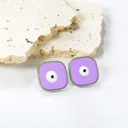 Lace Square with Multi-color Eyelets Multi-color Bottom Oil Drop Earrings 16.5*16.5mm asonjewelry