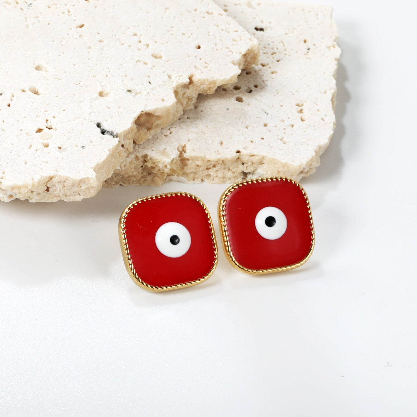 Lace Square with Multi-color Eyelets Multi-color Bottom Oil Drop Earrings 16.5*16.5mm asonjewelry