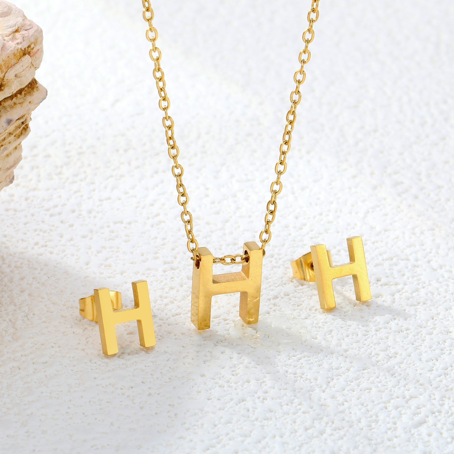 Steel/Gold Cut Letters Set without Diamonds A-Z asonjewelry