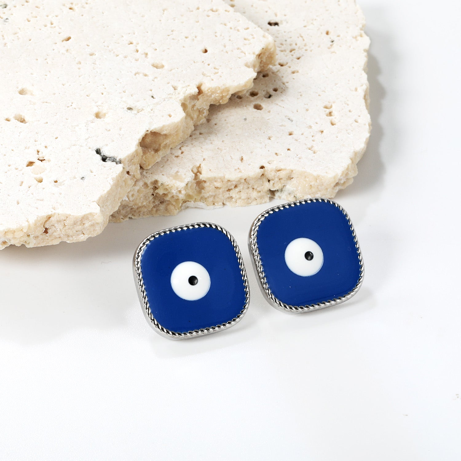 Lace Square with Multi-color Eyelets Multi-color Bottom Oil Drop Earrings 16.5*16.5mm asonjewelry