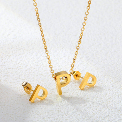 Steel/Gold Cut Letters Set without Diamonds A-Z asonjewelry