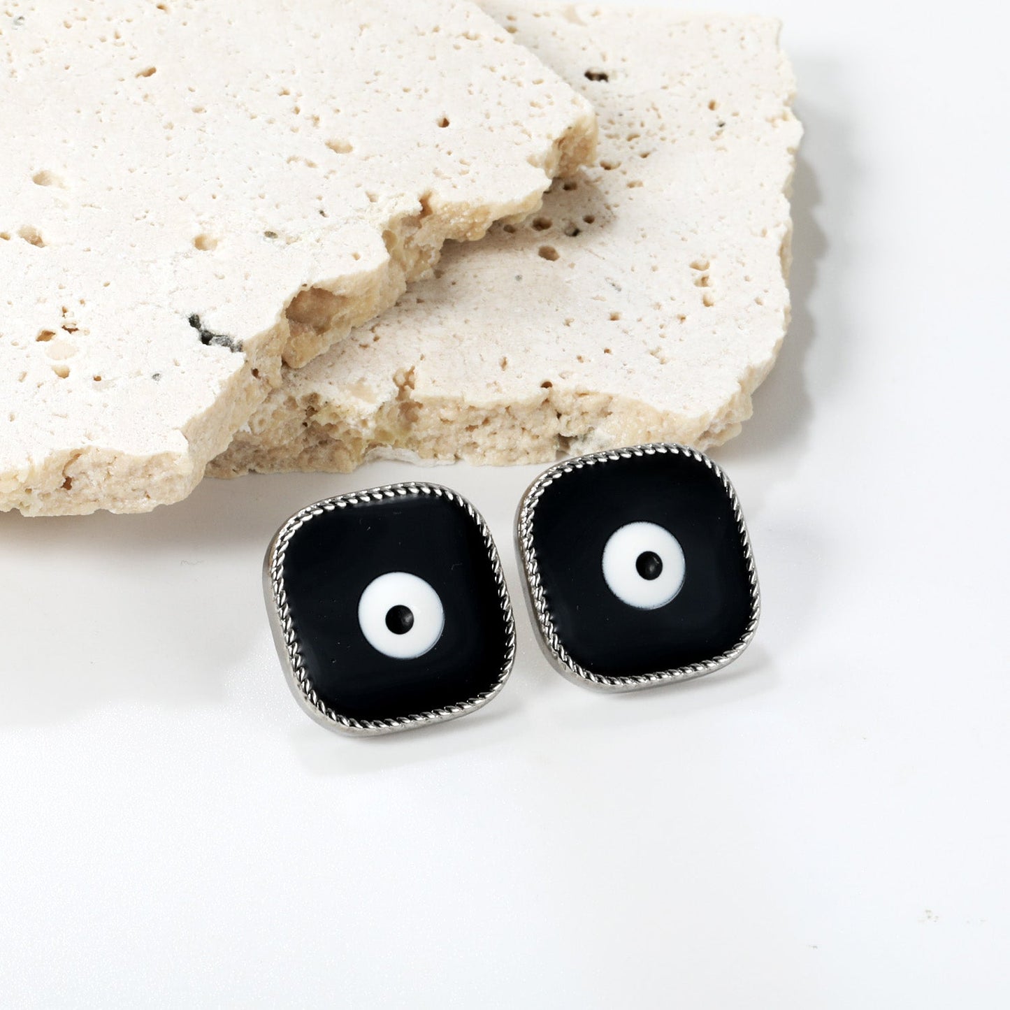 Lace Square with Multi-color Eyelets Multi-color Bottom Oil Drop Earrings 16.5*16.5mm asonjewelry