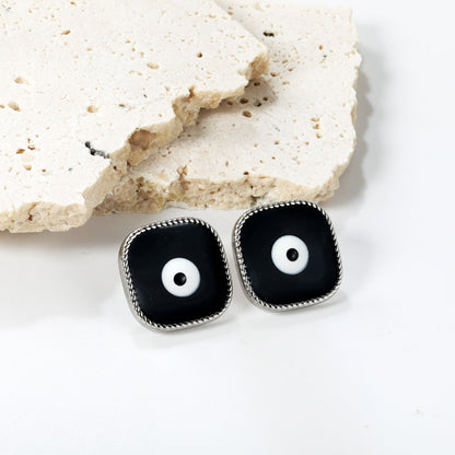 Lace Square with Multi-color Eyelets Multi-color Bottom Oil Drop Earrings 16.5*16.5mm asonjewelry