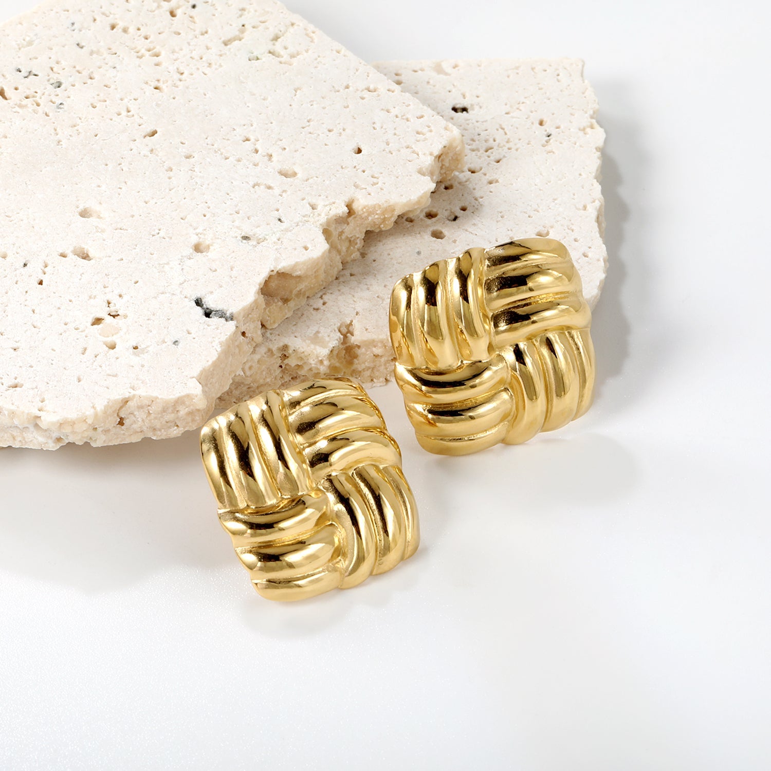 Square Knitted Earrings 21*21mm Gold Color asonjewelry