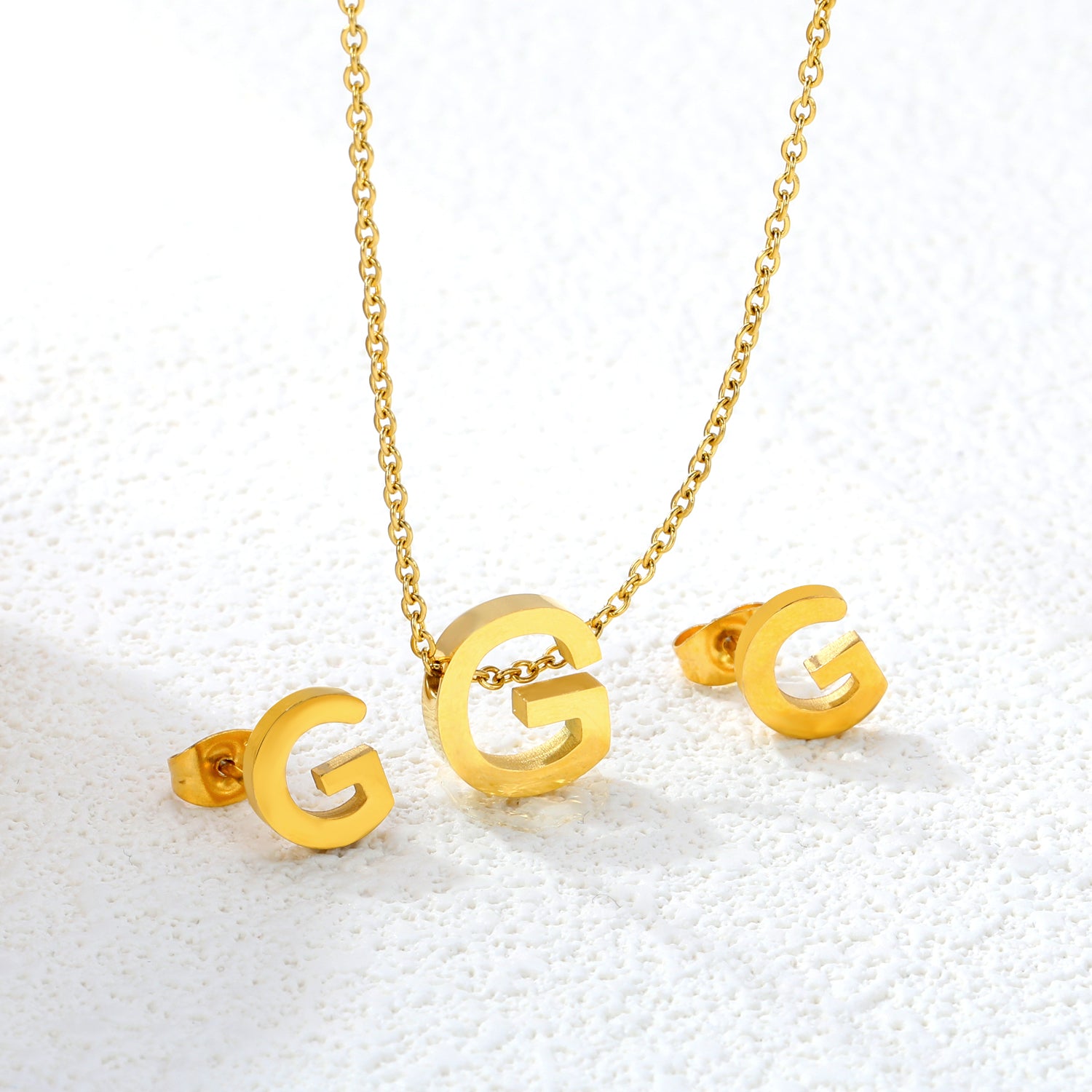 Steel/Gold Cut Letters Set without Diamonds A-Z asonjewelry