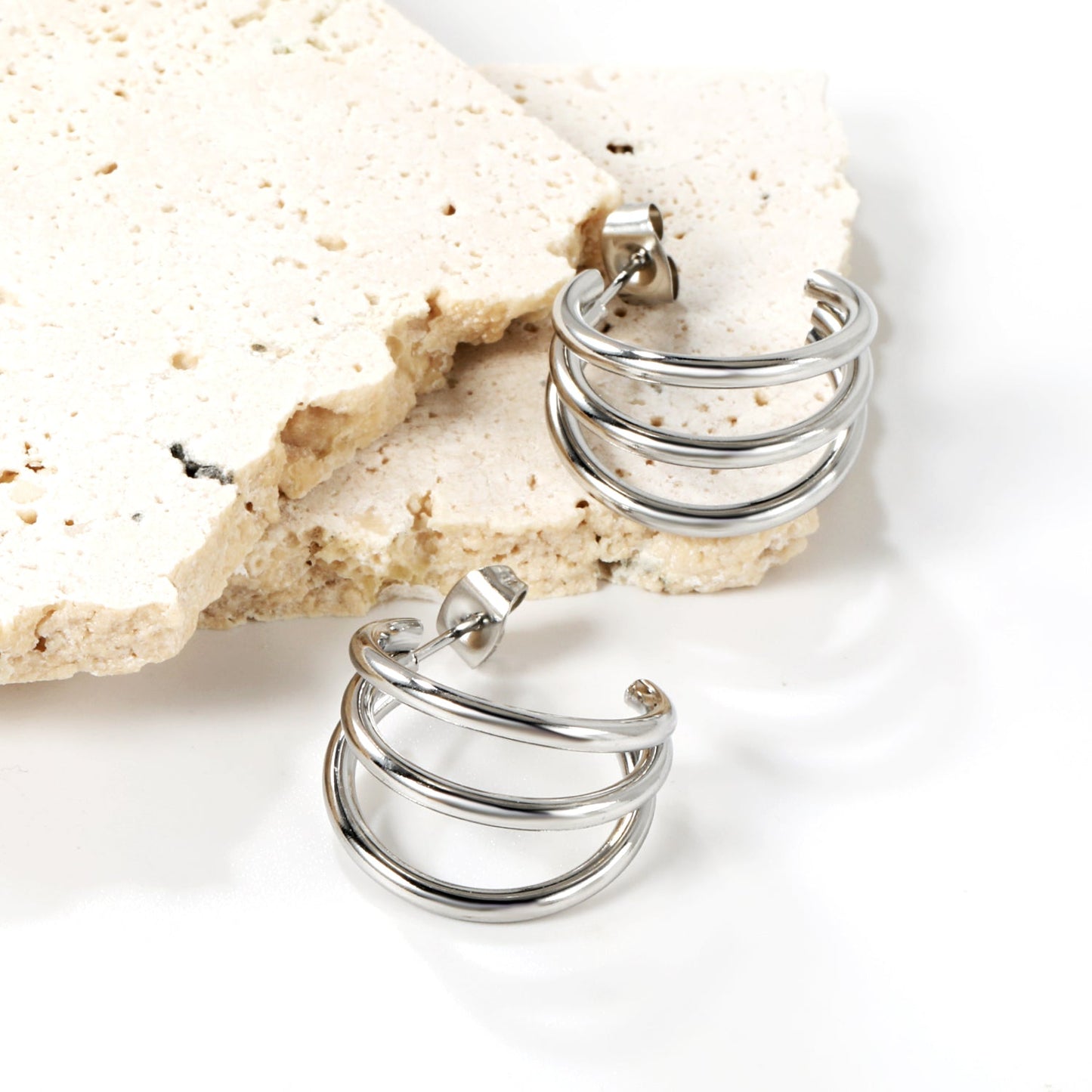 3-Layer C-ring Earrings 2.0*20mm asonjewelry