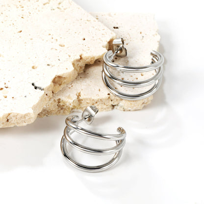 3-Layer C-ring Earrings 2.0*20mm asonjewelry