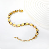 (Same as LPB22401G) Square Diamond-Set Claw Chain Bracelet, Gold - Asonjewelry