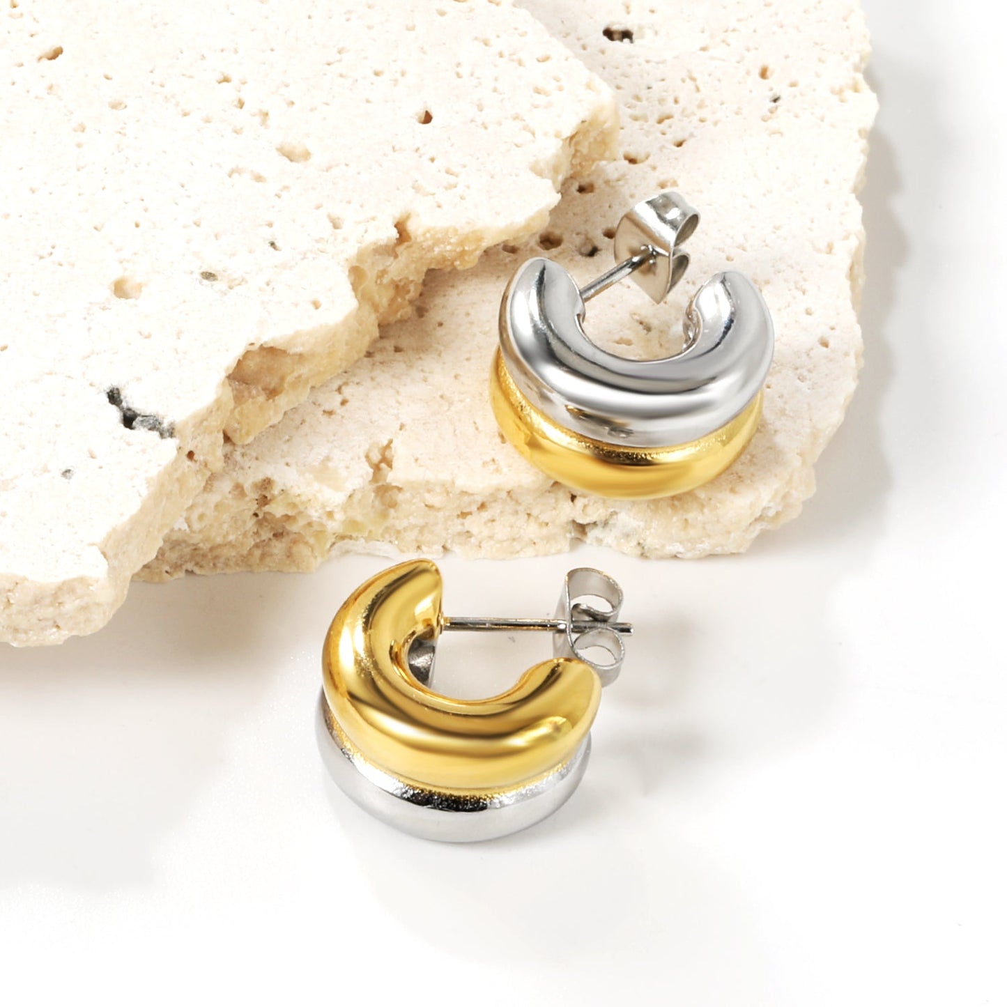 Double C-shaped Earrings 9*15.4mm asonjewelry