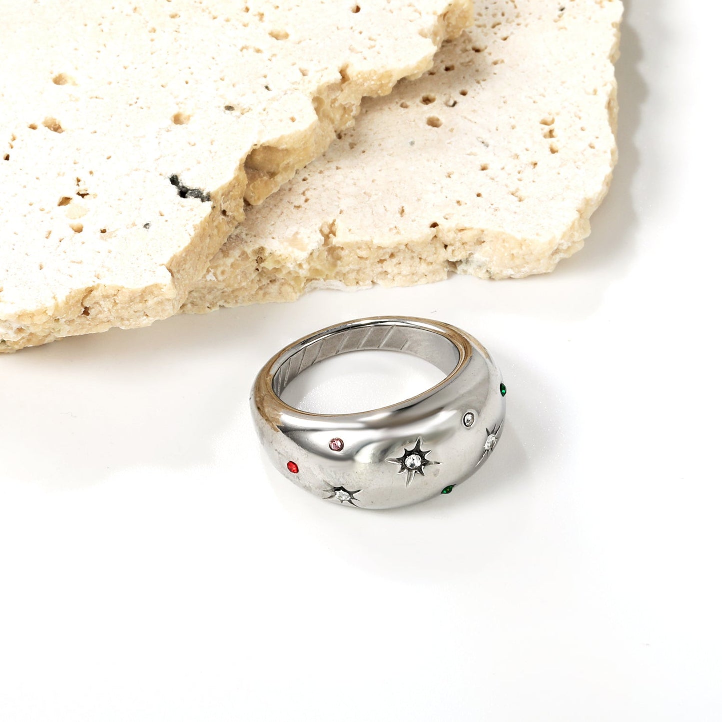 Exaggerated Mixed Color Diamond Design Ring asonjewelry