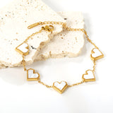 11.3*10.5mm heart shape sticky double-sided white shell/black/red/pink/green horizontal acrylic accessories 18+5cm+6mm round plaque Bracelet gold color