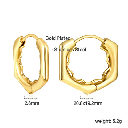 Rhombic Quadrilateral Ear Clips with Wavy Line Inside 2.8*20.8*19.2mm asonjewelry