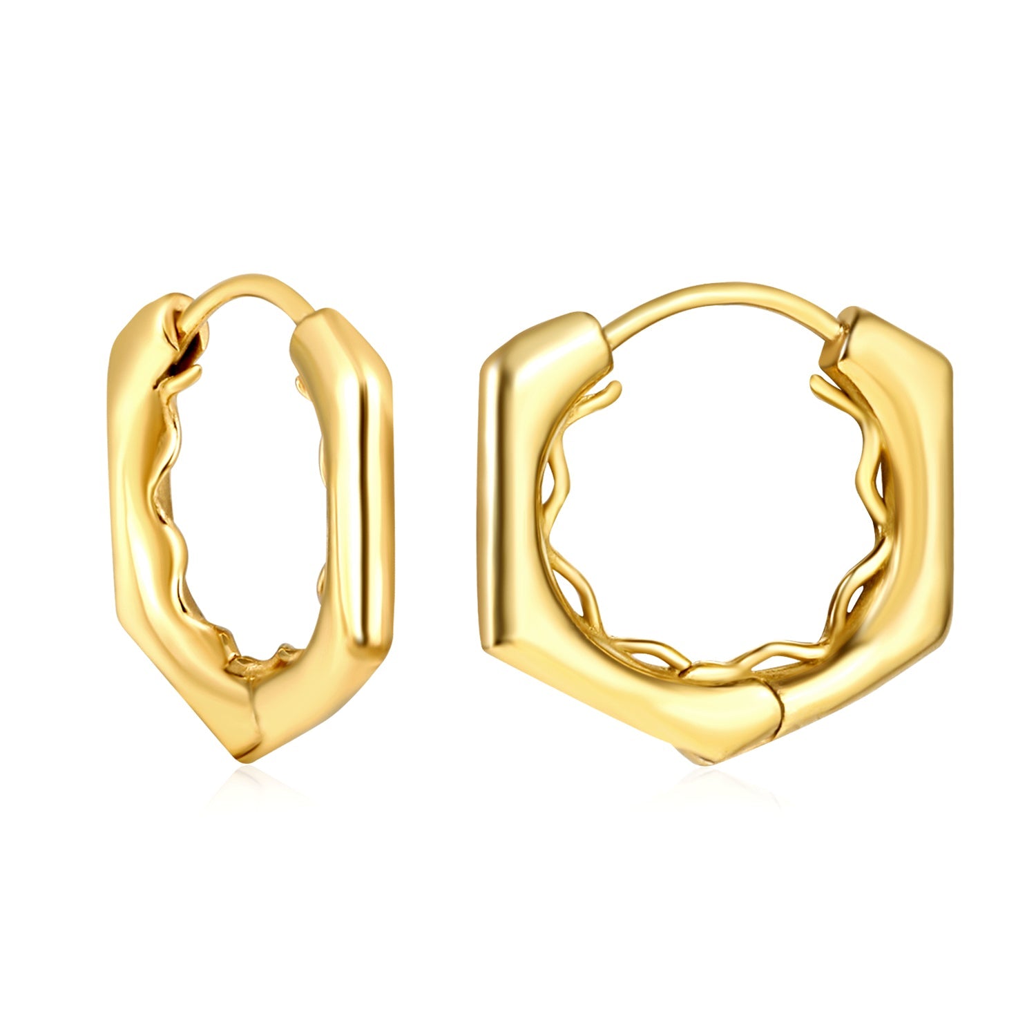 Rhombic Quadrilateral Ear Clips with Wavy Line Inside 2.8*20.8*19.2mm asonjewelry