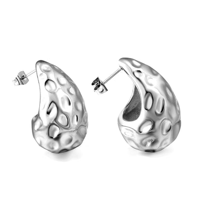 Teardrop Oval Concave Stud Earrings 20*32mm asonjewelry