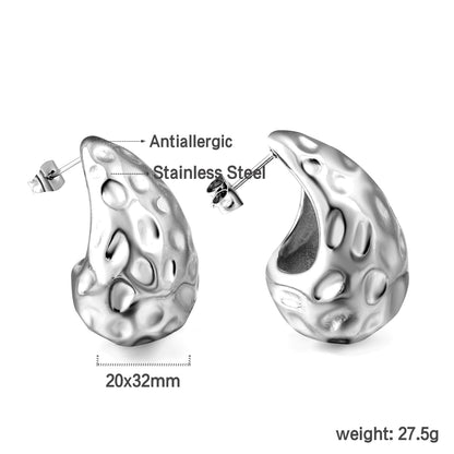 Teardrop Oval Concave Stud Earrings 20*32mm asonjewelry