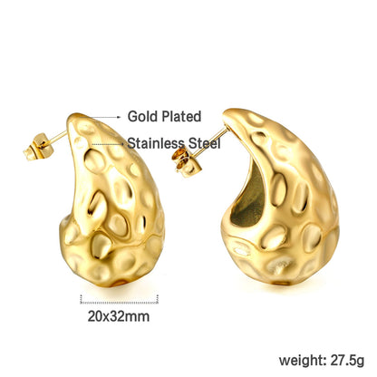 Teardrop Oval Concave Stud Earrings 20*32mm asonjewelry