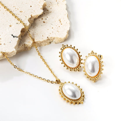 14.8*21mm loose beads edge oval with white pearl set asonjewelry