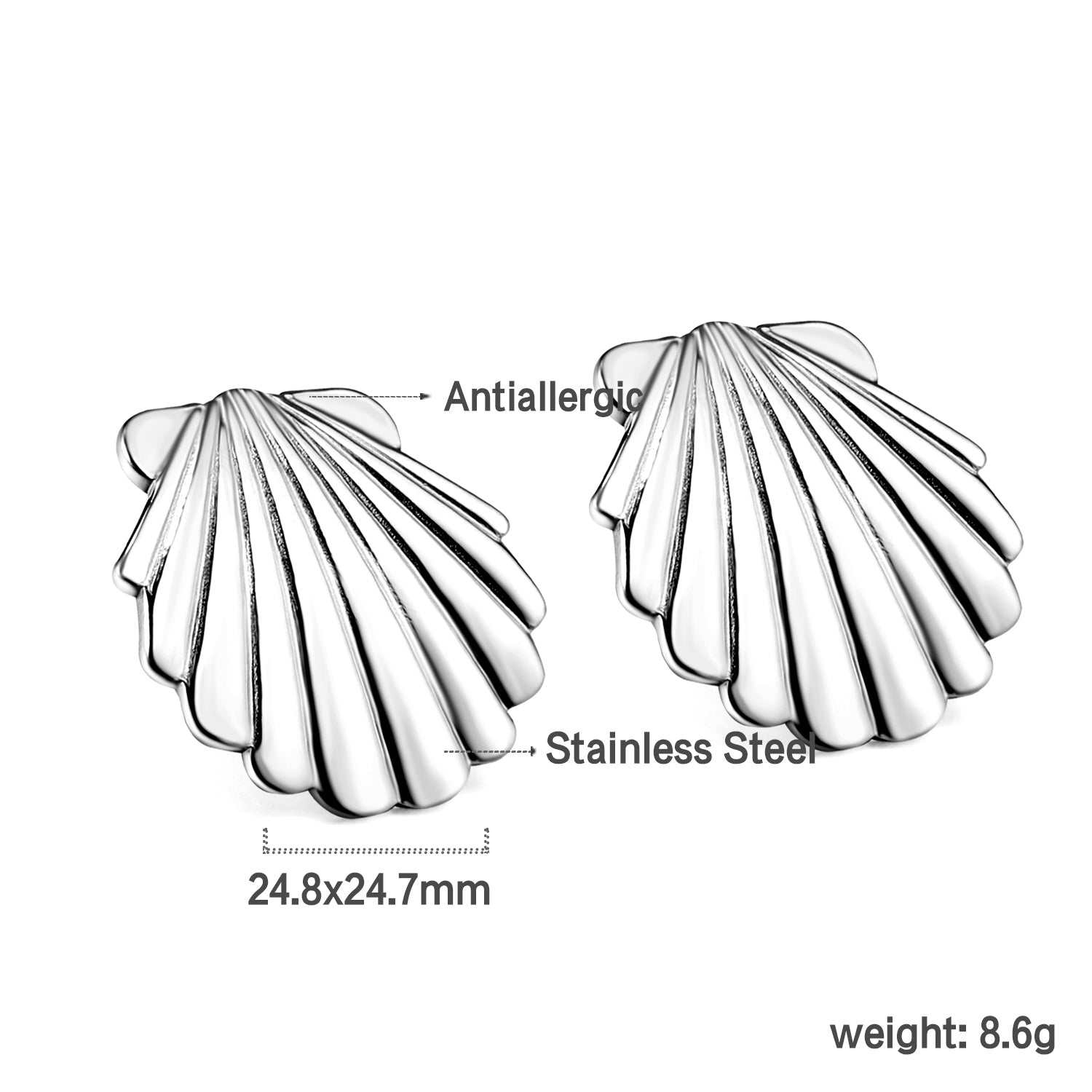Smooth Shell 24.8mm Stud Earrings asonjewelry