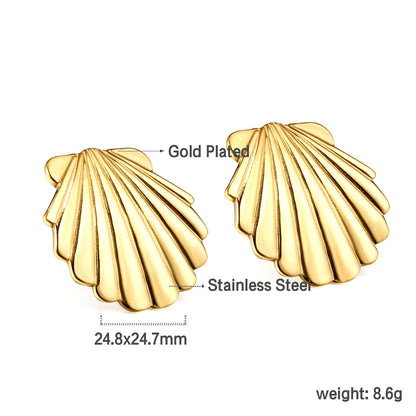 Smooth Shell 24.8mm Stud Earrings asonjewelry