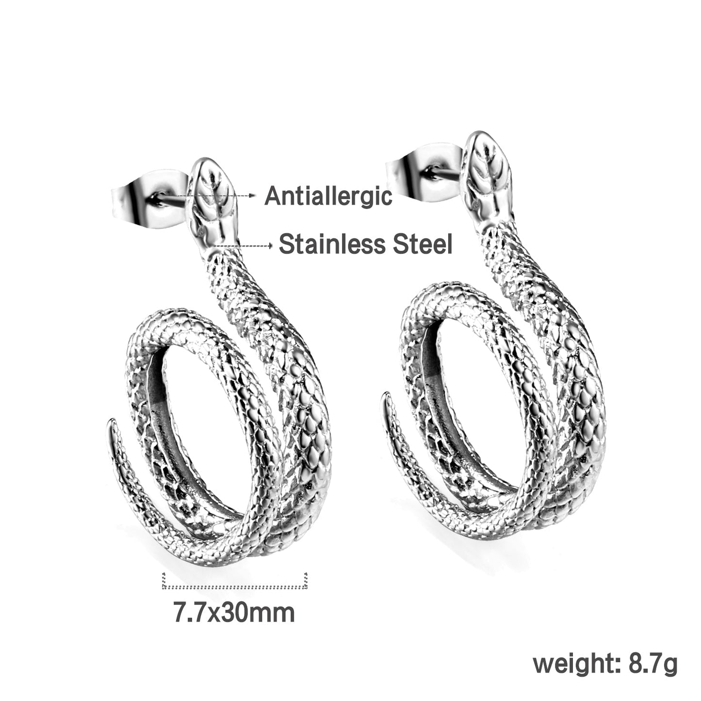 Coil Snake Earrings 7.7*30mm asonjewelry