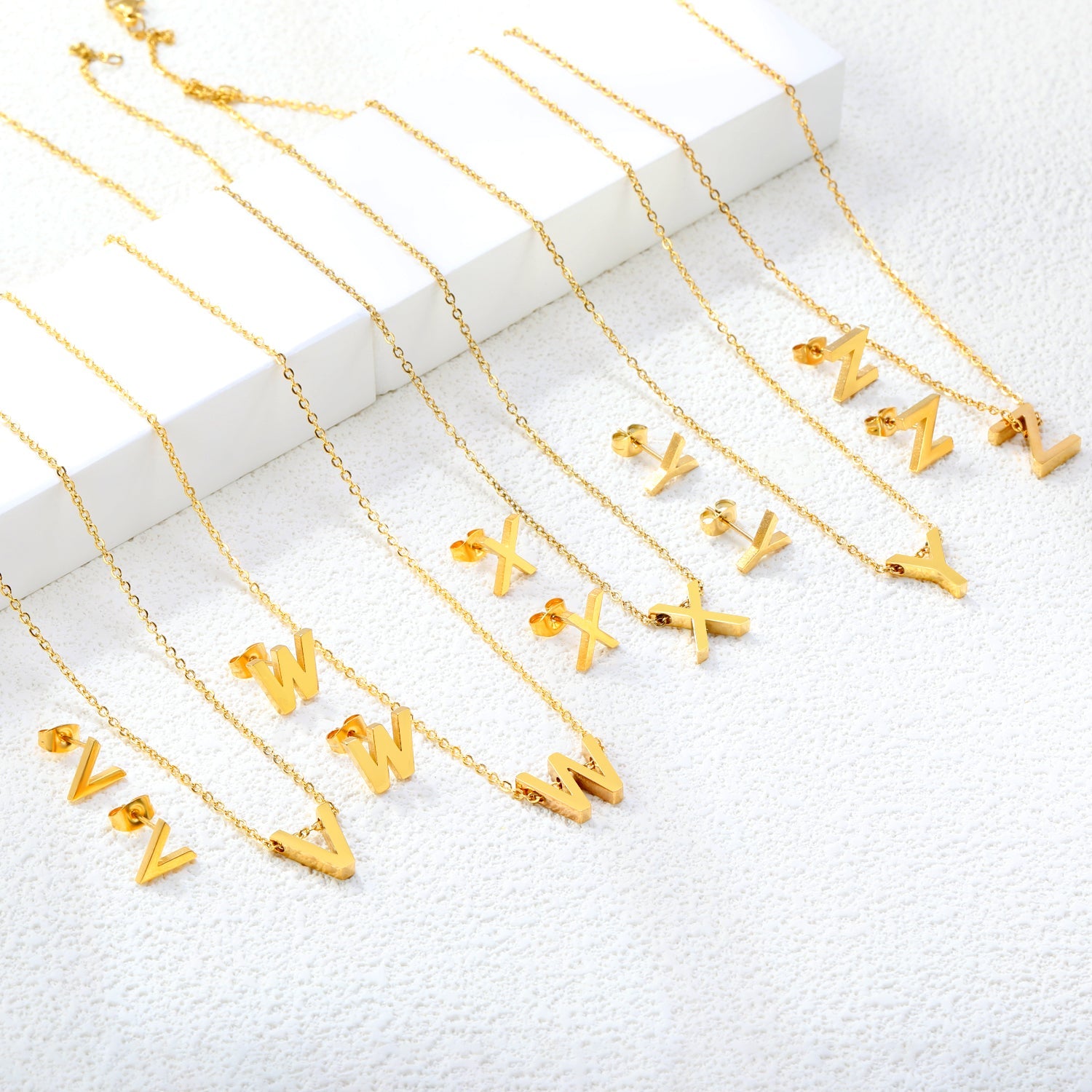 Steel/Gold Cut Letters Set without Diamonds A-Z asonjewelry