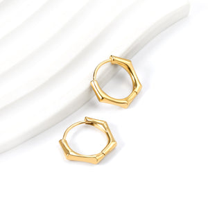Rhombic pentagonal earrings 3*20*16.3mm steel color/golden color
