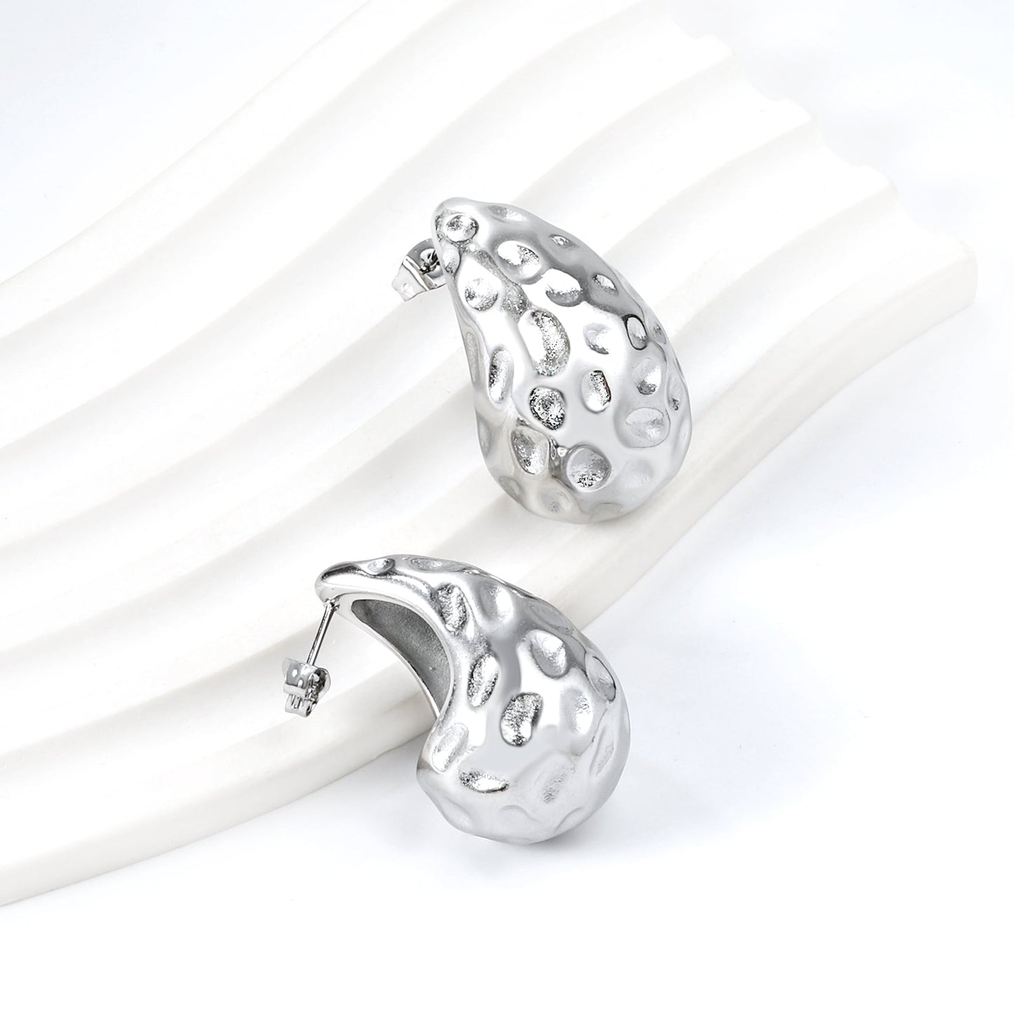 Teardrop Oval Concave Stud Earrings 20*32mm asonjewelry