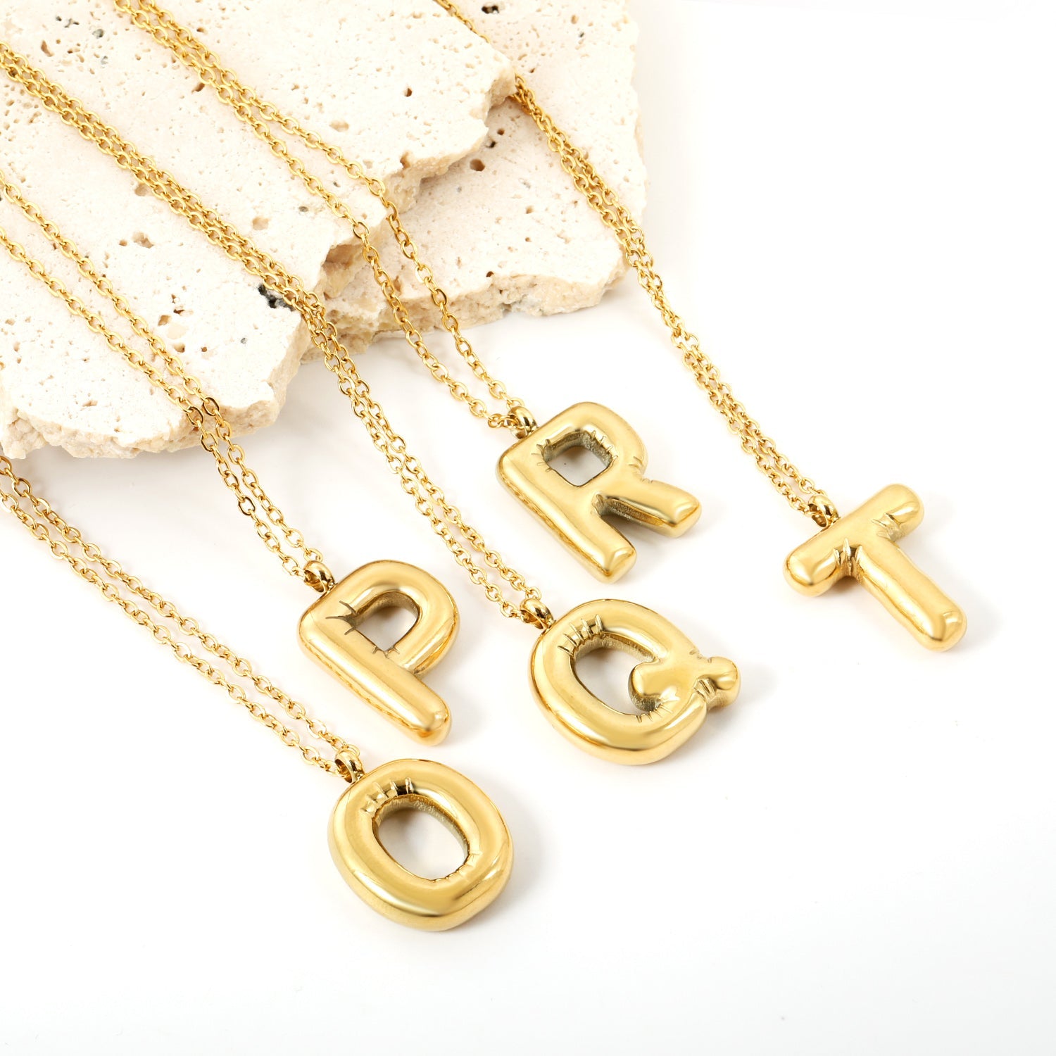 A~Z Bubble Letter Pendant Necklace 45+5cm asonjewelry