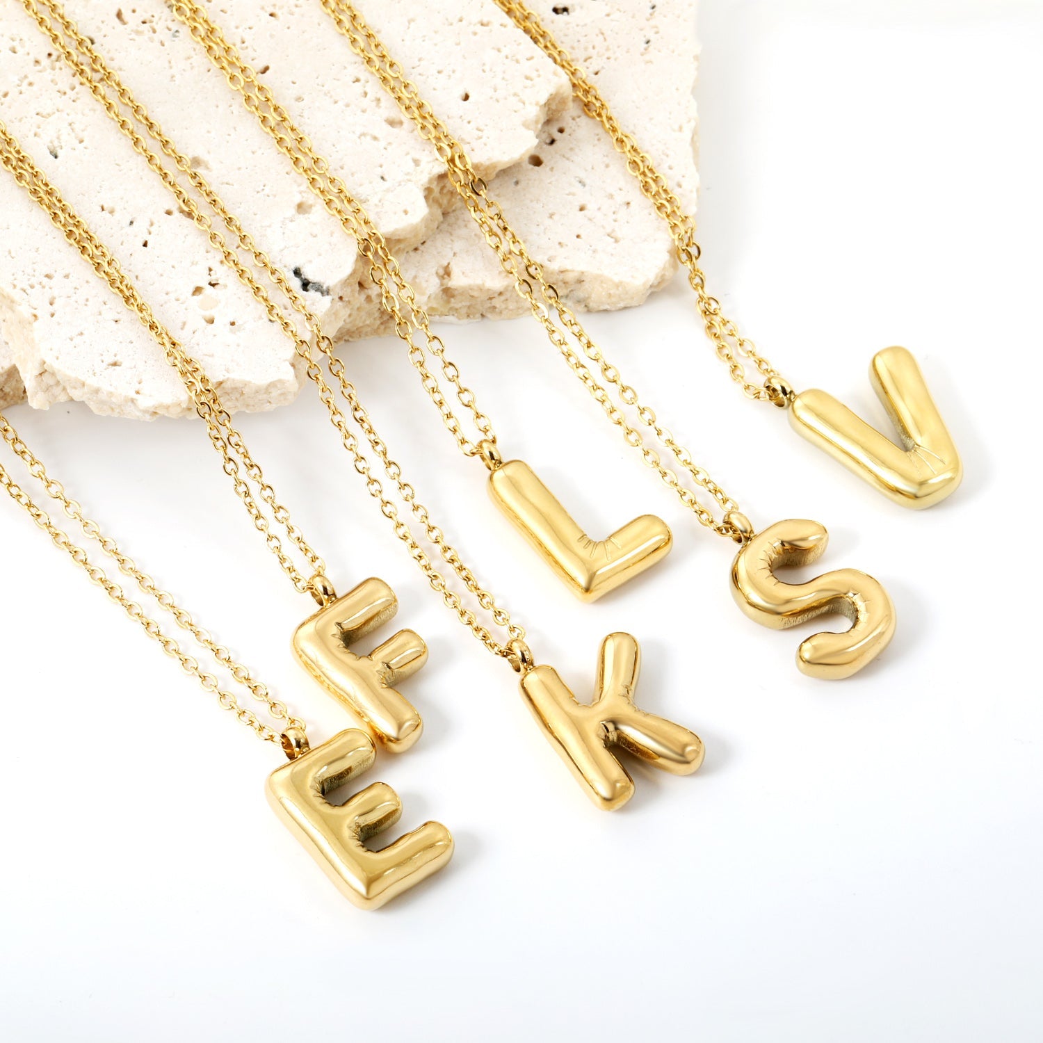 A~Z Bubble Letter Pendant Necklace 45+5cm asonjewelry