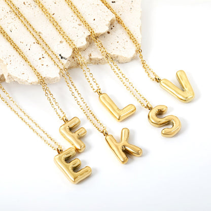 A~Z Bubble Letter Pendant Necklace 45+5cm asonjewelry