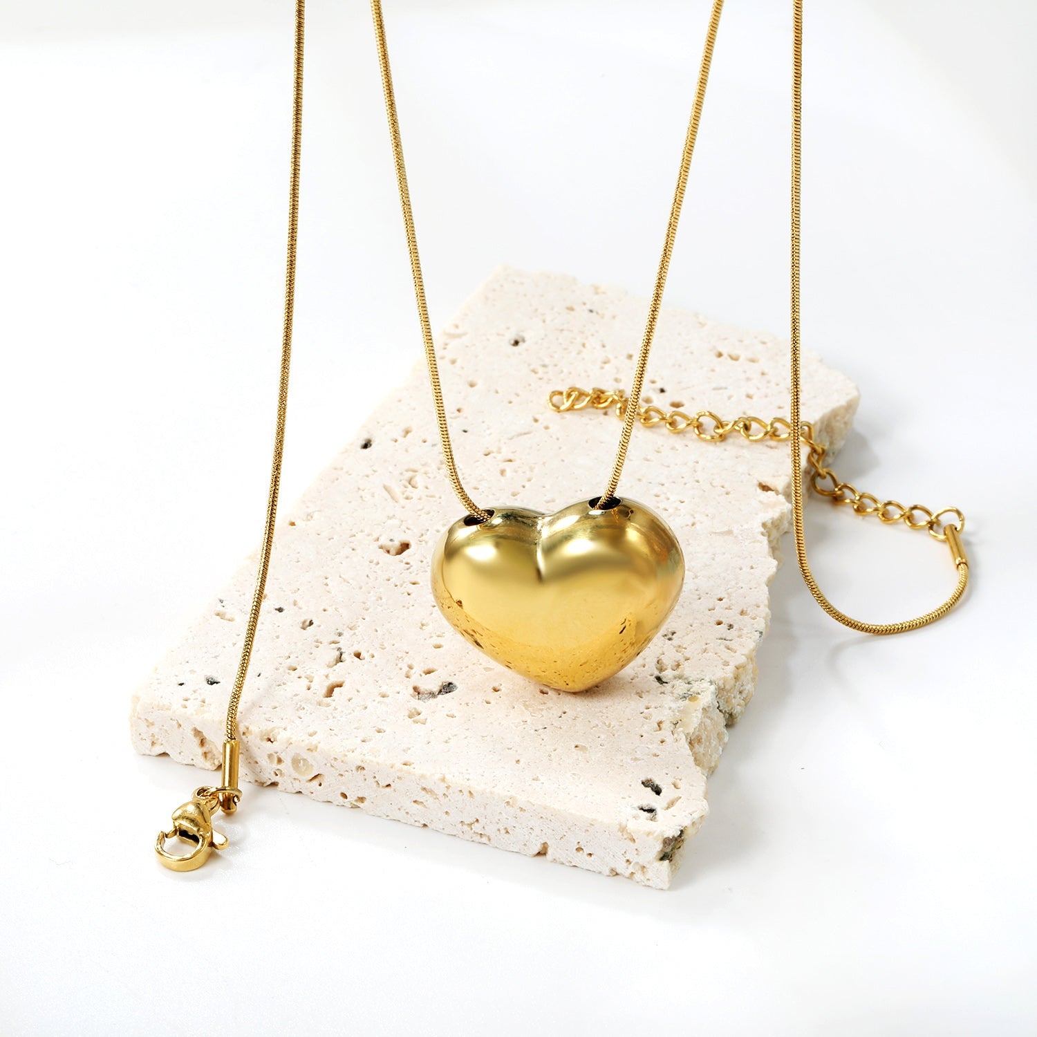 25*19.5mm Heart Hollow Pendant Necklace 44+5cm asonjewelry